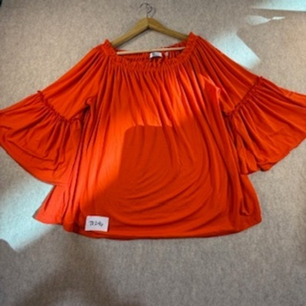 Patrizia Luca Orange‎ Off The Shoulder Bell Sleeve Boho Blouse Top Large